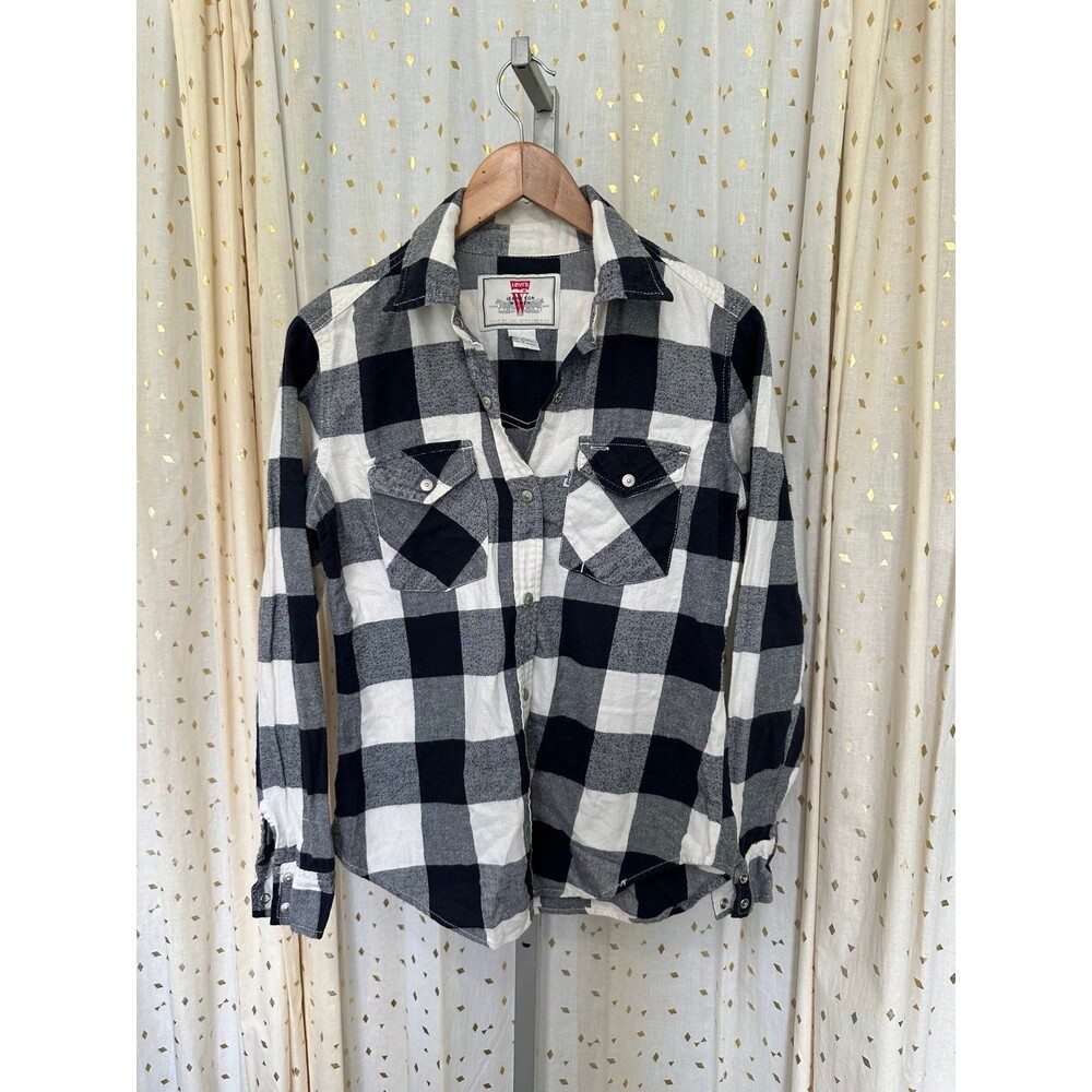 Levi’s Women's 100% Cotton Buffalo Plaid Flannel Snap Button Down Shirt S